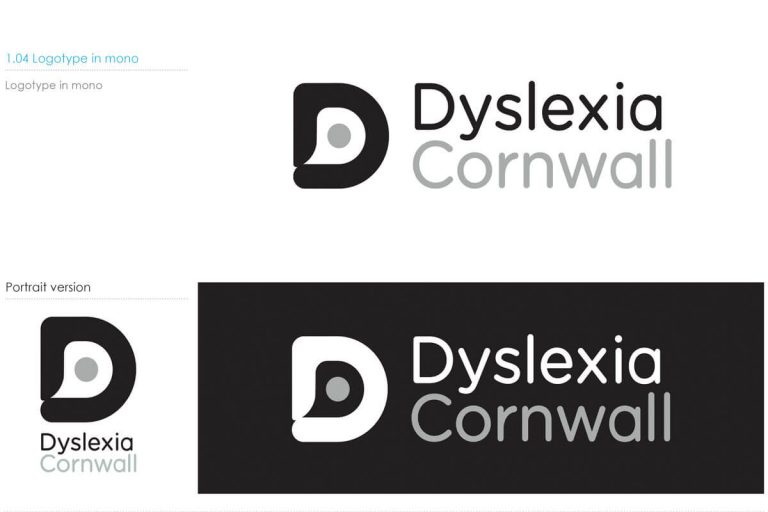 Showcasing the accessibility of the Dyslexia Cornwall Logos and branding for the colour blind. Designs by Oracle Design.