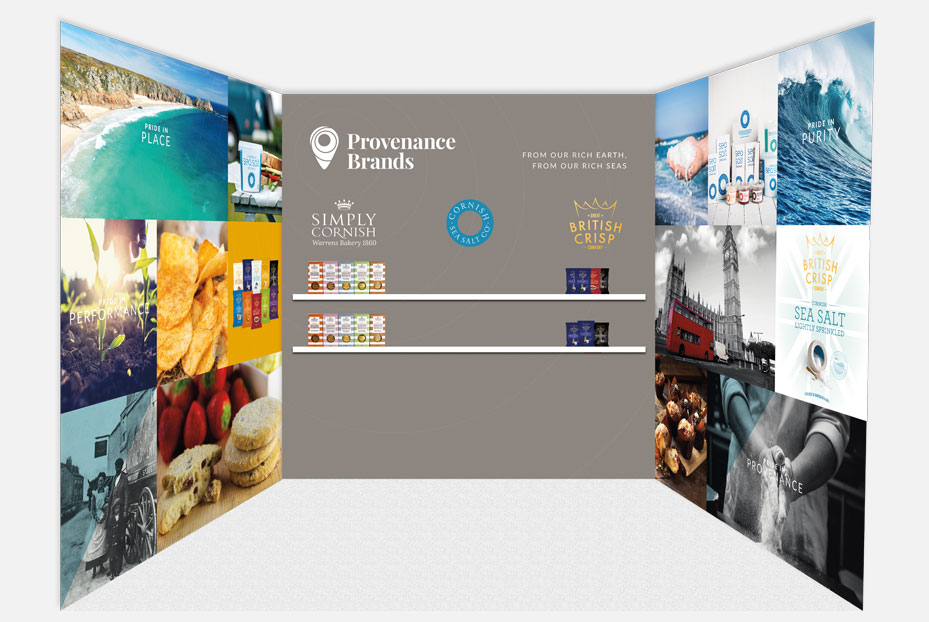 A graphic mock-up of how the Provenance Brands Exhibition stall will look. Designed by Oracle Design