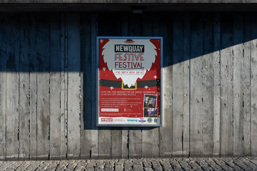 Newquay Festive Festival poster design for Christmas