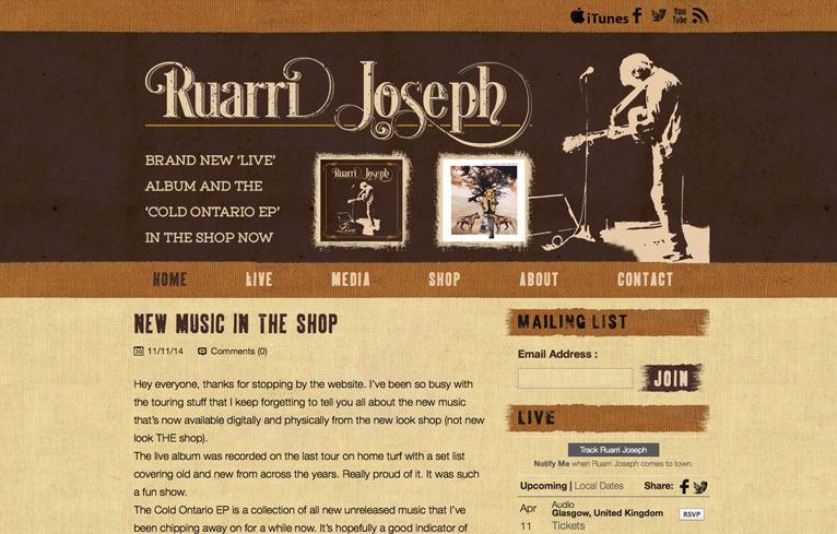 Ruarri Joseph website design