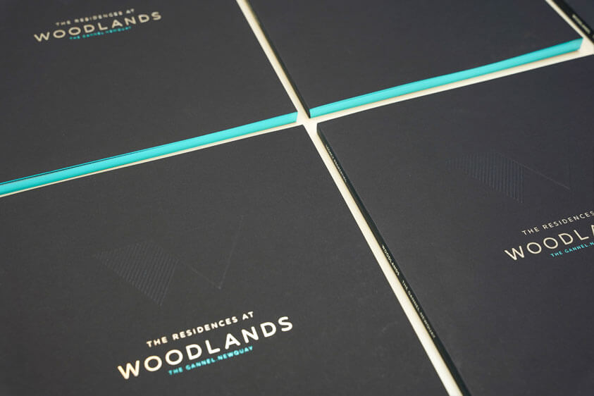Examples of Woodlands front cover brochures designed by Oracle Design