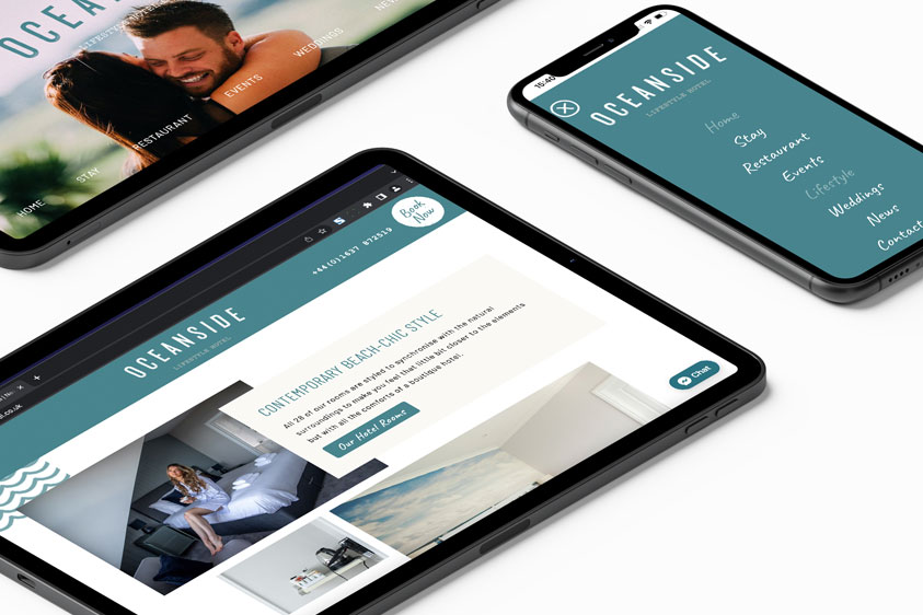 The Oceanside Website Displayed how it would be viewed on Mobile and on Tablet. The website was built and designed by Oracle Design