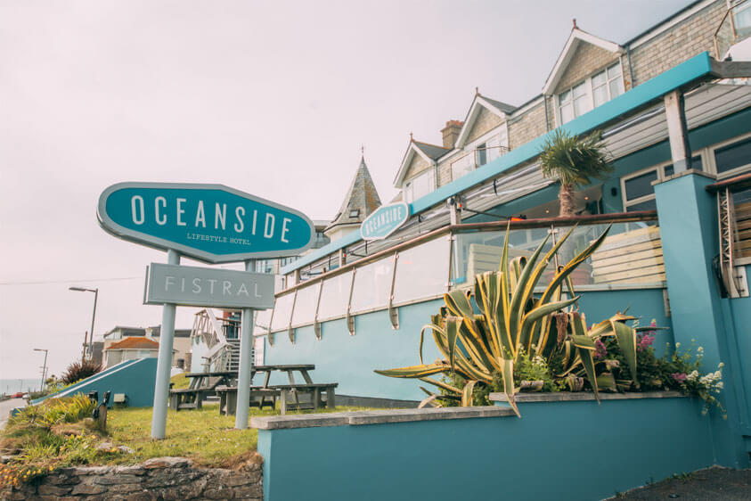 An External Photo of The Oceanside Hotel showing the Branding created by Oracle Design