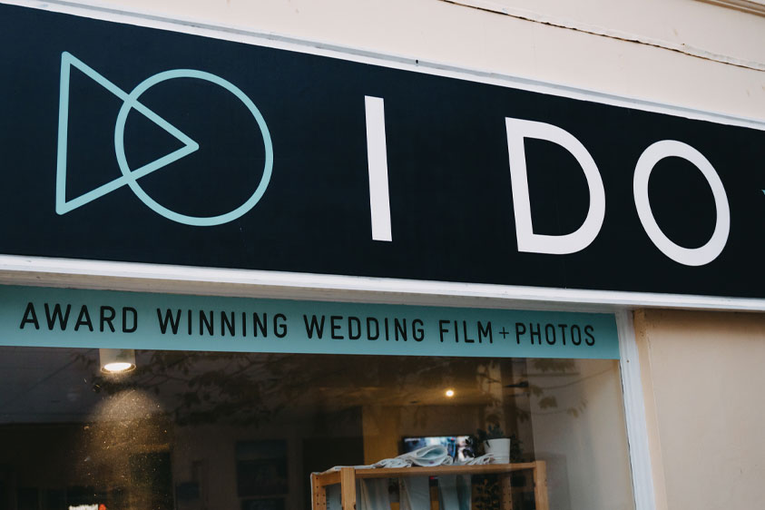 The external Sign from Sloth studios for the Wedding and film photography section. Designed by Oracle Design.